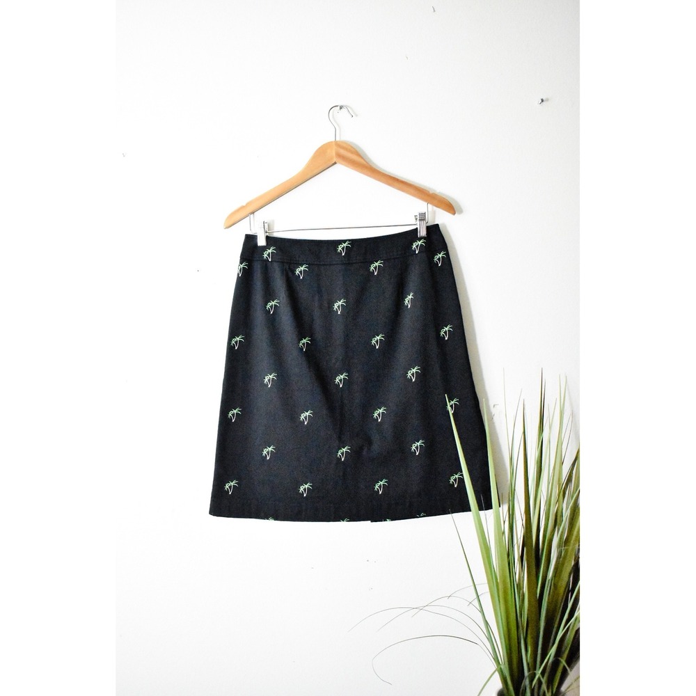 Pendleton Skirt Women 10 Black Y2K Palm Tree Embroidered A-Line mini